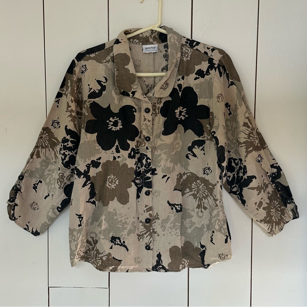VTG Habitat Floral Camo Print Jacket Top Sz XL RARE